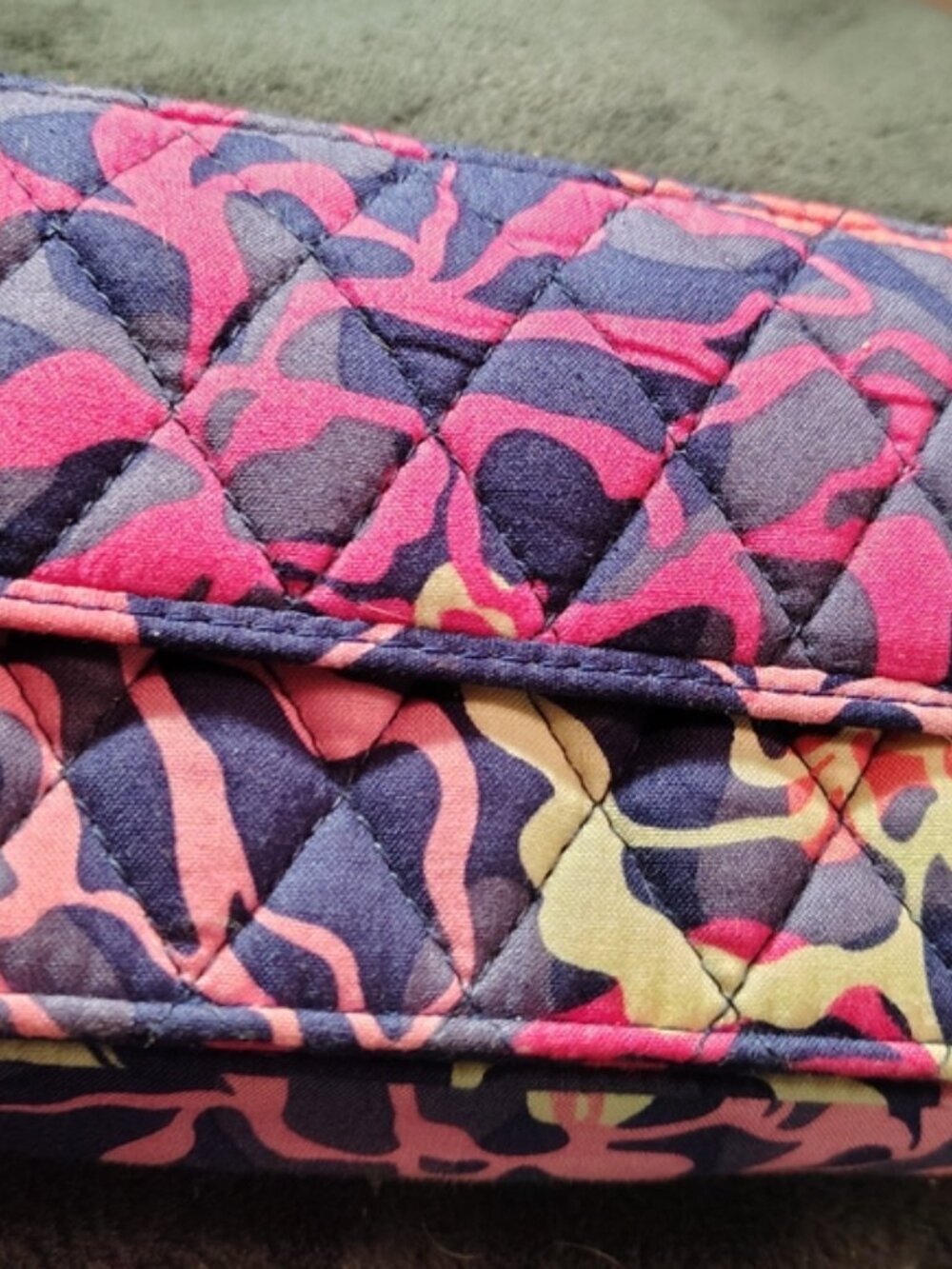 Vera Bradley Quilted Clutch in Navy, Hot Pink & Yellow